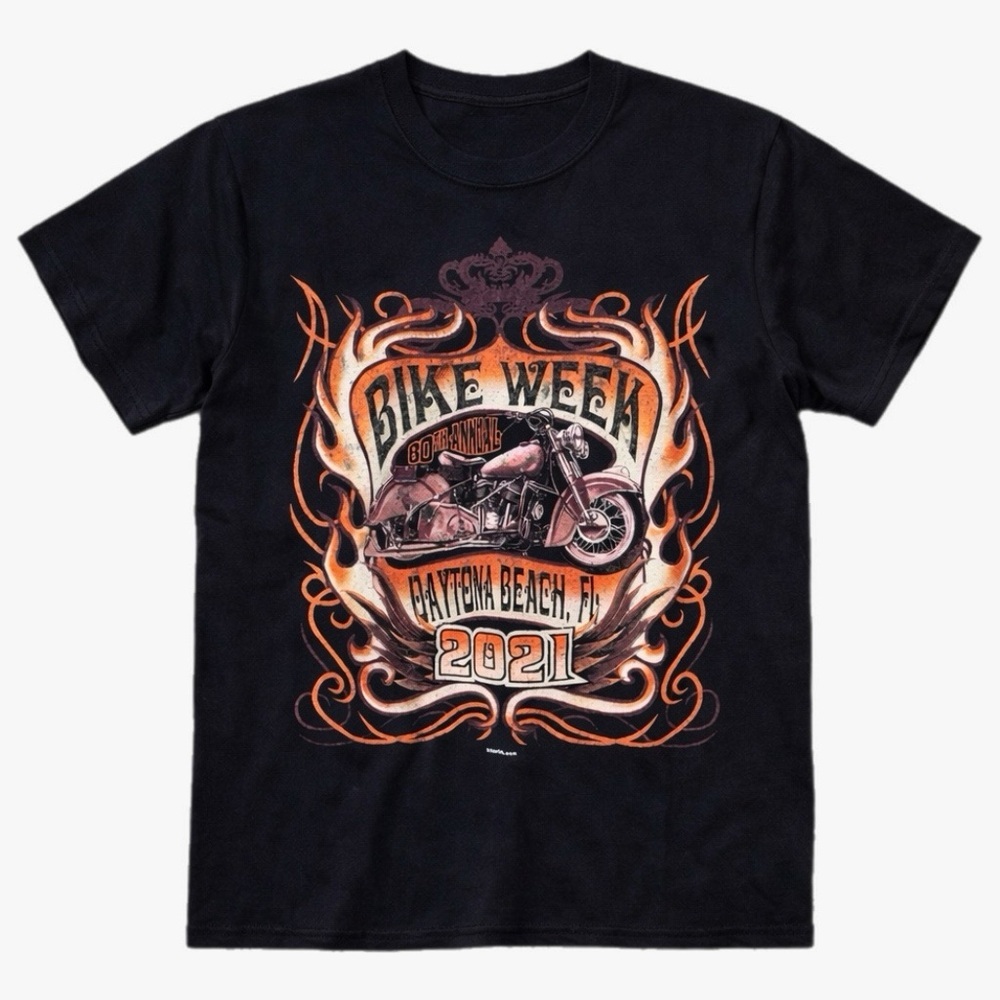 Black Daytona Beach Bike Week Graphic Men's T-Shirt Sz Medium